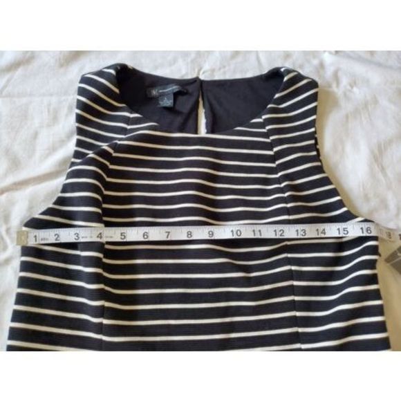 NWT International Concepts Black White Striped Sleeveless A Line Dress SZ L Larg - Picture 5 of 7